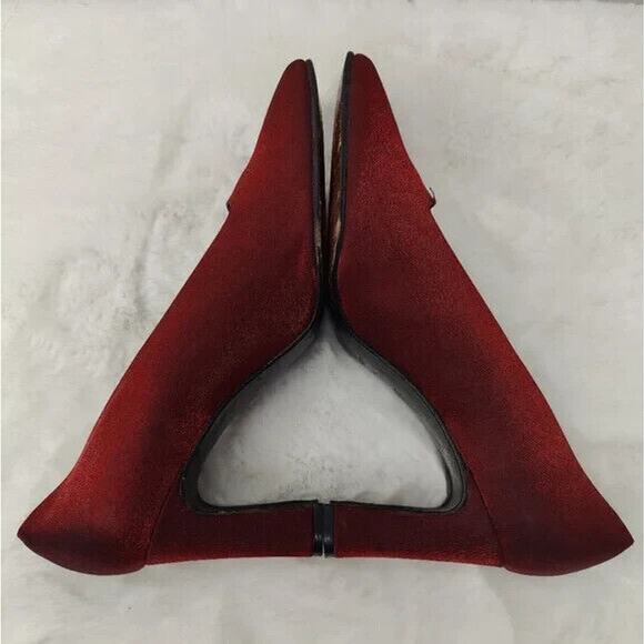 vintage Burgundy Square toe Pump Size US 8.5M - Picture 4 of 9